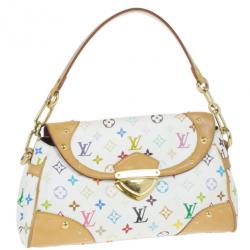 Pre Owned Louis Vuitton White Mulitcolore Monogram Beverly MM