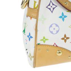 Pre Owned Louis Vuitton White Mulitcolore Monogram Beverly MM
