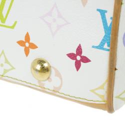 Pre Owned Louis Vuitton White Mulitcolore Monogram Beverly MM