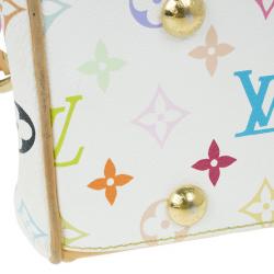 Pre Owned Louis Vuitton White Mulitcolore Monogram Beverly MM
