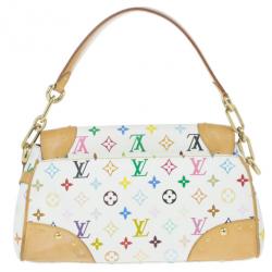 Pre Owned Louis Vuitton White Mulitcolore Monogram Beverly MM
