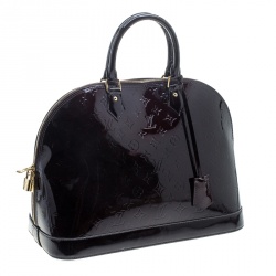 Pre Owned Louis Vuitton Amarante Monogram Vernis Alma GM Bag