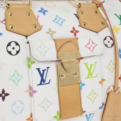 Pre Owned Louis Vuitton White Multicolor Canvas Speedy 30