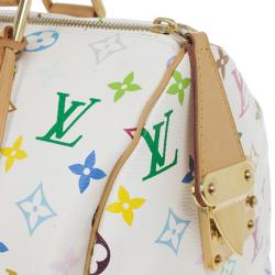 Pre Owned Louis Vuitton White Multicolor Canvas Speedy 30