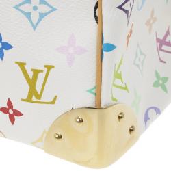 Pre Owned Louis Vuitton White Multicolor Canvas Speedy 30
