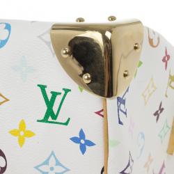 Pre Owned Louis Vuitton White Multicolor Canvas Speedy 30