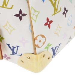 Pre Owned Louis Vuitton White Multicolor Canvas Speedy 30