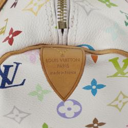 Pre Owned Louis Vuitton White Multicolor Canvas Speedy 30