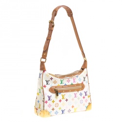 Pre Owned Louis Vuitton White Multicolor Monogram Canvas Boulogne Shoulder Bag
