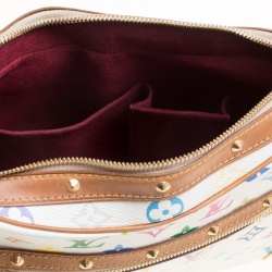 Pre Owned Louis Vuitton White Multicolor Monogram Canvas Boulogne Shoulder Bag