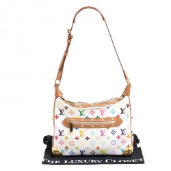 Pre Owned Louis Vuitton White Multicolor Monogram Canvas Boulogne Shoulder Bag