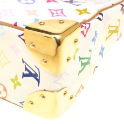 Pre Owned Louis Vuitton White Multicolor Monogram Canvas Boulogne Shoulder Bag