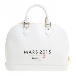 Pre Owned Louis Vuitton White Leather Limited Edition Mars 2015  Alma PM Bag