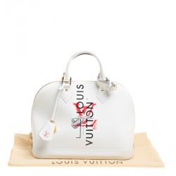 Pre Owned Louis Vuitton White Leather Limited Edition Mars 2015  Alma PM Bag