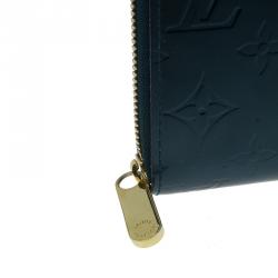 Pre Owned Louis Vuitton Green Monogram Vernis Zippy Wallet