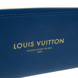 Pre Owned محفظة لوي فيتون فلايت باغز بانام زيبي إصدار محدود جلد أزرق طويلة.