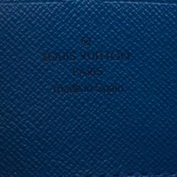 Pre Owned محفظة لوي فيتون فلايت باغز بانام زيبي إصدار محدود جلد أزرق طويلة.