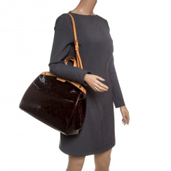 Pre Owned Louis Vuitton Amarante Monogram Vernis Brea GM Bag