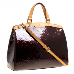 Pre Owned Louis Vuitton Amarante Monogram Vernis Brea GM Bag