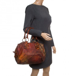 مملوكة مسبقًا Louis Vuitton Red/Brown Ombre Monogram Canvas and Lizard Limited Edition Richard Prince Mancrazy Jokes Bag