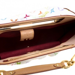 Pre Owned Louis Vuitton White Multicolor Monogram Canvas Judy MM Bag