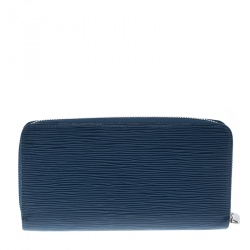 Pre Owned Louis Vuitton Cyan Epi Leather Zippy Wallet