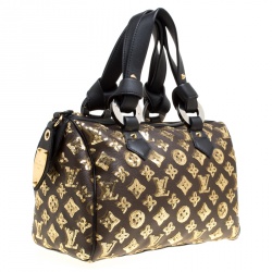 Pre Owned Louis Vuitton Black/Gold Monogram Canvas Limited Edition Eclipse Speedy 28