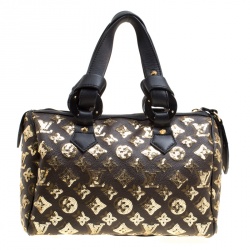 Pre Owned Louis Vuitton Black/Gold Monogram Canvas Limited Edition Eclipse Speedy 28
