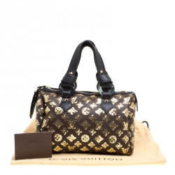 Pre Owned Louis Vuitton Black/Gold Monogram Canvas Limited Edition Eclipse Speedy 28