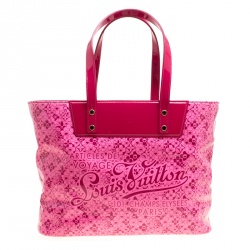 Louis Vuitton Limited Edition Pink Shiny Leather Cosmic Blossom Tote PM Bag  - Yoogi's Closet