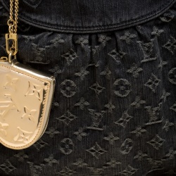Pre Owned Louis Vuitton Black Monogram Denim Neo Cabby GM Bag with Charm