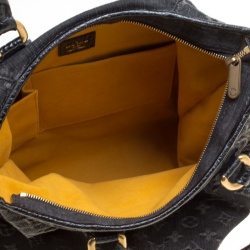 Pre Owned Louis Vuitton Black Monogram Denim Neo Cabby GM Bag with Charm