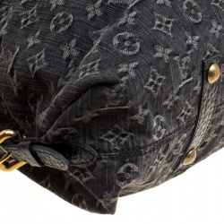 Pre Owned Louis Vuitton Black Monogram Denim Neo Cabby GM Bag with Charm