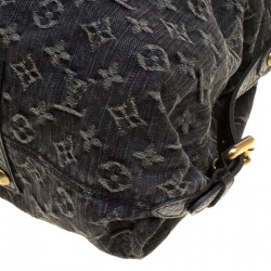 Pre Owned Louis Vuitton Black Monogram Denim Neo Cabby GM Bag with Charm