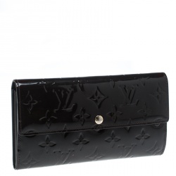 Pre Owned Louis Vuitton Black Monogram Vernis Sarah Continental Wallet