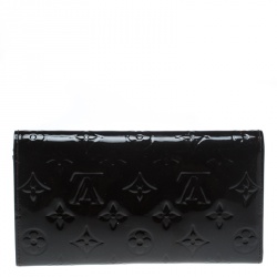 Pre Owned Louis Vuitton Black Monogram Vernis Sarah Continental Wallet
