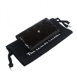 Pre Owned Louis Vuitton Black Monogram Vernis Sarah Continental Wallet