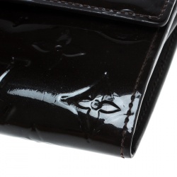 Pre Owned Louis Vuitton Black Monogram Vernis Sarah Continental Wallet