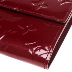 Pre Owned Louis Vuitton Rouge Grenadine Monogram Vernis Sarah Wallet