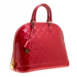 Pre Owned Louis Vuitton Pomme D’amour Monogram Vernis Alma MM Bag