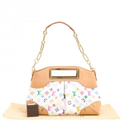 Pre Owned Louis Vuitton White Multicolor Monogram Canvas Judy MM Bag