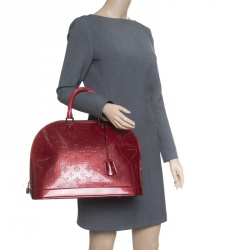 Pre Owned Louis Vuitton Pomme D’amour Monogram Vernis Alma GM Bag