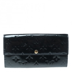 Pre Owned Louis Vuitton Blue Nuit Monogram Vernis Sarah Wallet