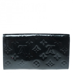 Pre Owned Louis Vuitton Blue Nuit Monogram Vernis Sarah Wallet