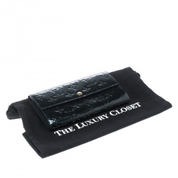 Pre Owned Louis Vuitton Blue Nuit Monogram Vernis Sarah Wallet