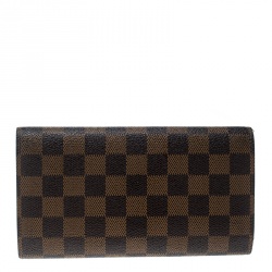Pre Owned Louis Vuitton Damier Ebene Canvas Sarah Wallet