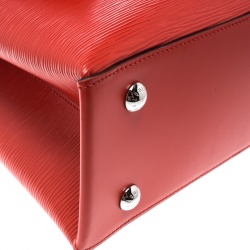 Pre Owned Louis Vuitton Coquelicot Epi Leather Kleber MM Bag