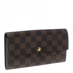 Pre Owned Louis Vuitton Damier Ebene Canvas Sarah Flap Wallet