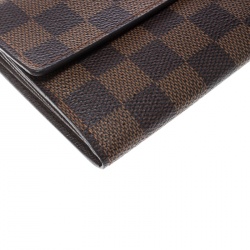 Pre Owned Louis Vuitton Damier Ebene Canvas Sarah Flap Wallet