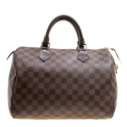 Pre Owned Louis Vuitton Damier Ebene Canvas and Leather Speedy 30 Bag